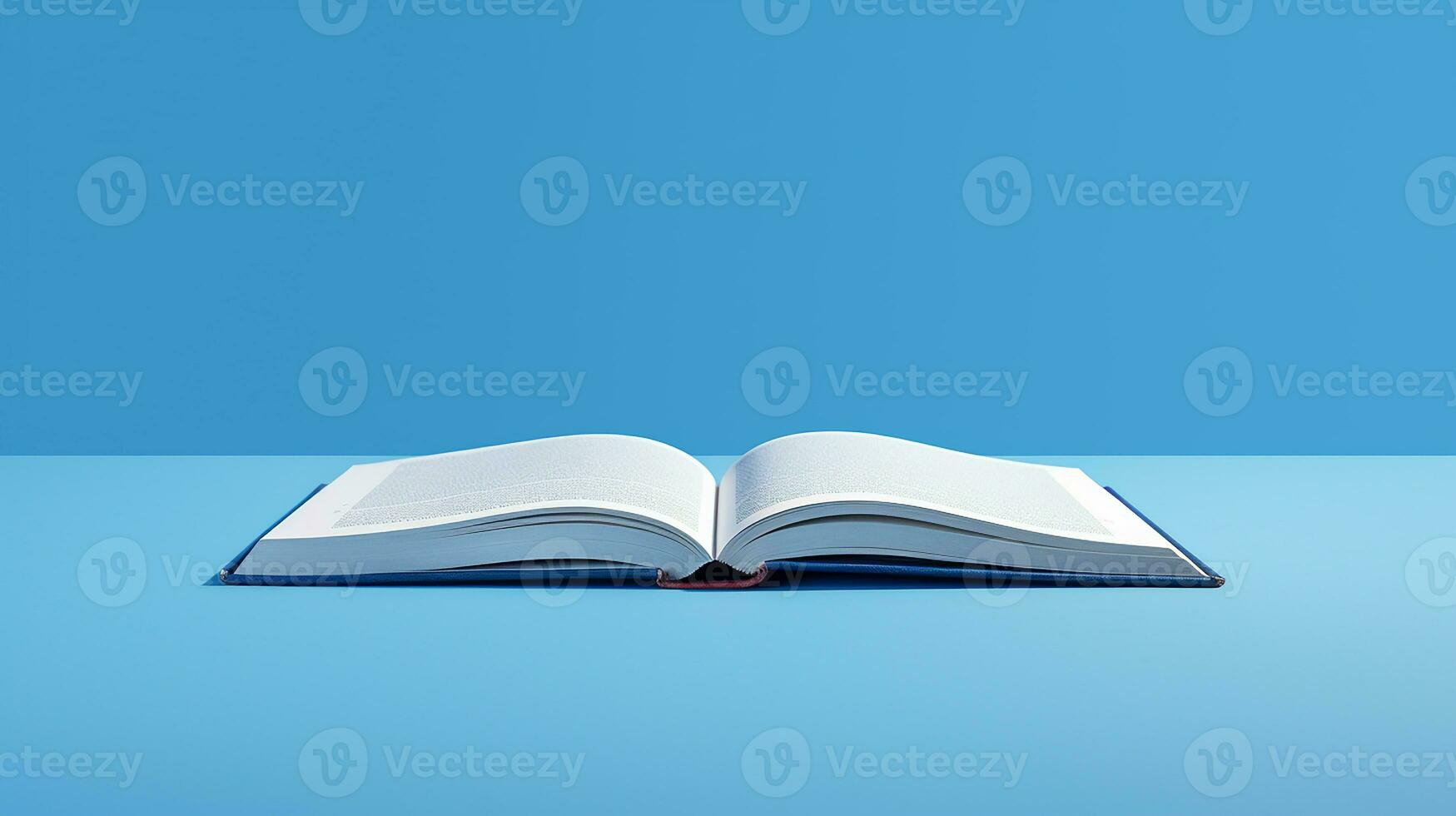 Open book on blue background. Back to school concept. Copy space. Generative AI photo