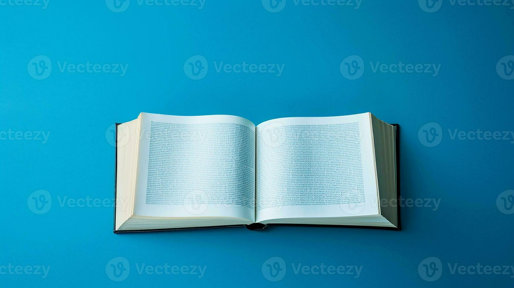 Open book on blue background. Back to school concept. Copy space. Generative AI photo