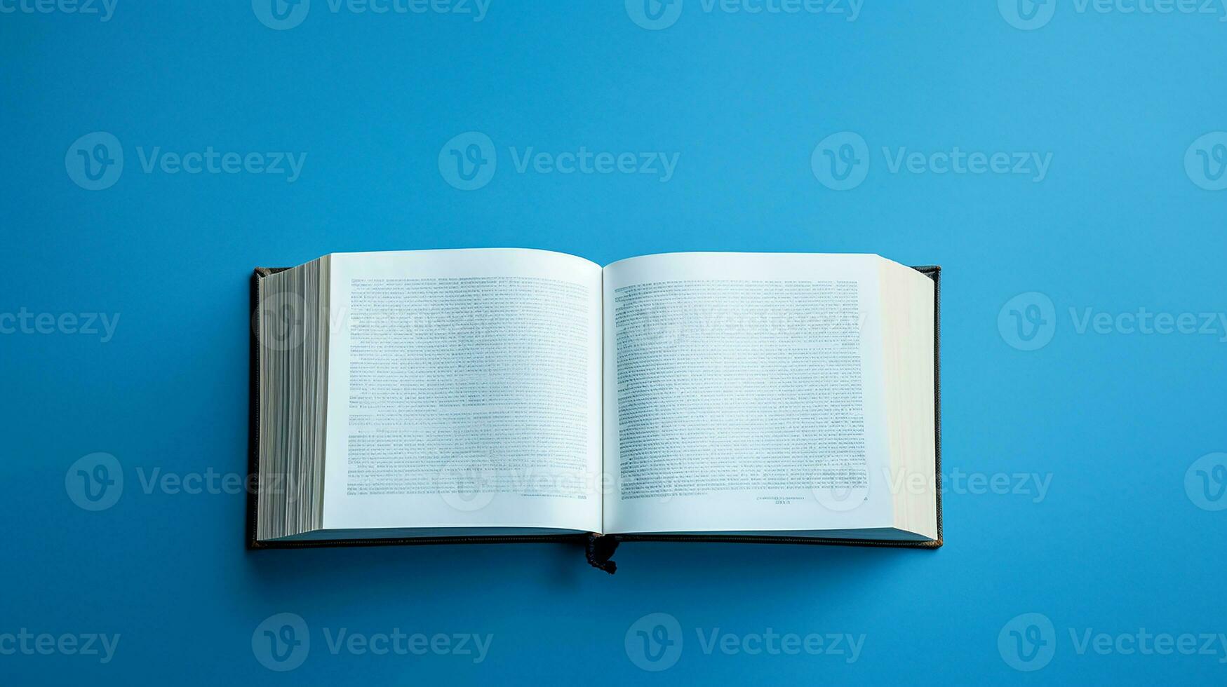Open book on blue background. Back to school concept. Copy space. Generative AI photo