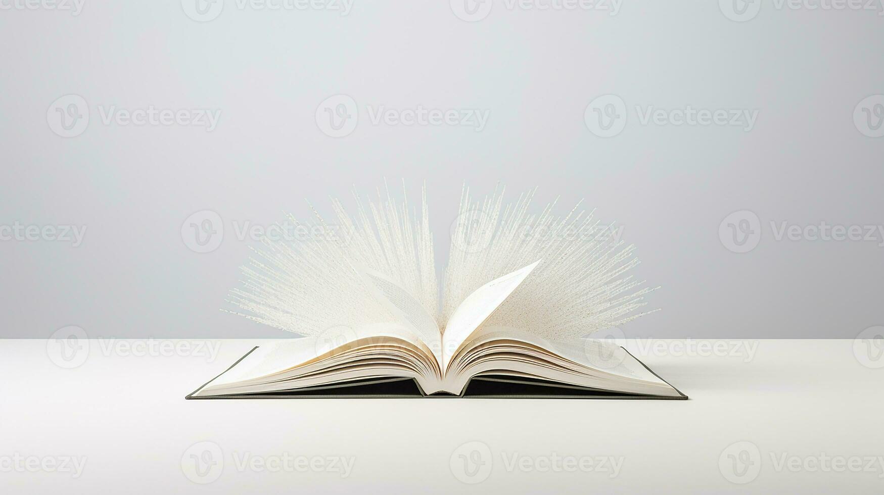 Open book isolated on white background. 3d illustration. Mock up. Generative AI photo