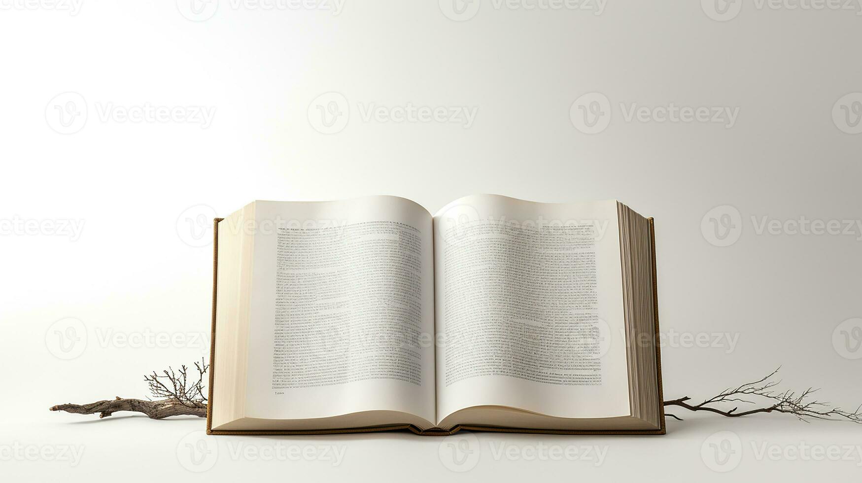 Open book isolated on white background. 3d illustration. Mock up. Generative AI photo