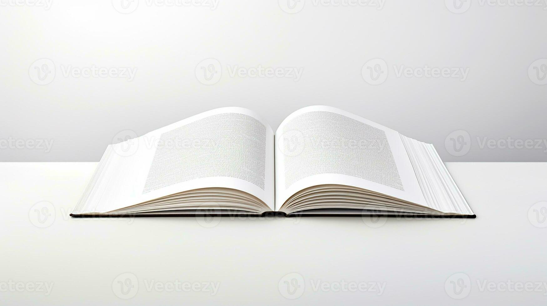 Open book isolated on white background. 3d illustration. Mock up. Generative AI photo