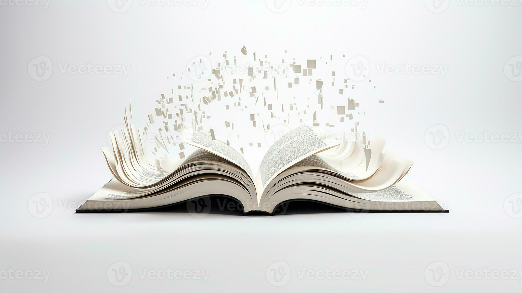 Open book isolated on white background. 3d illustration. Mock up. Generative AI photo