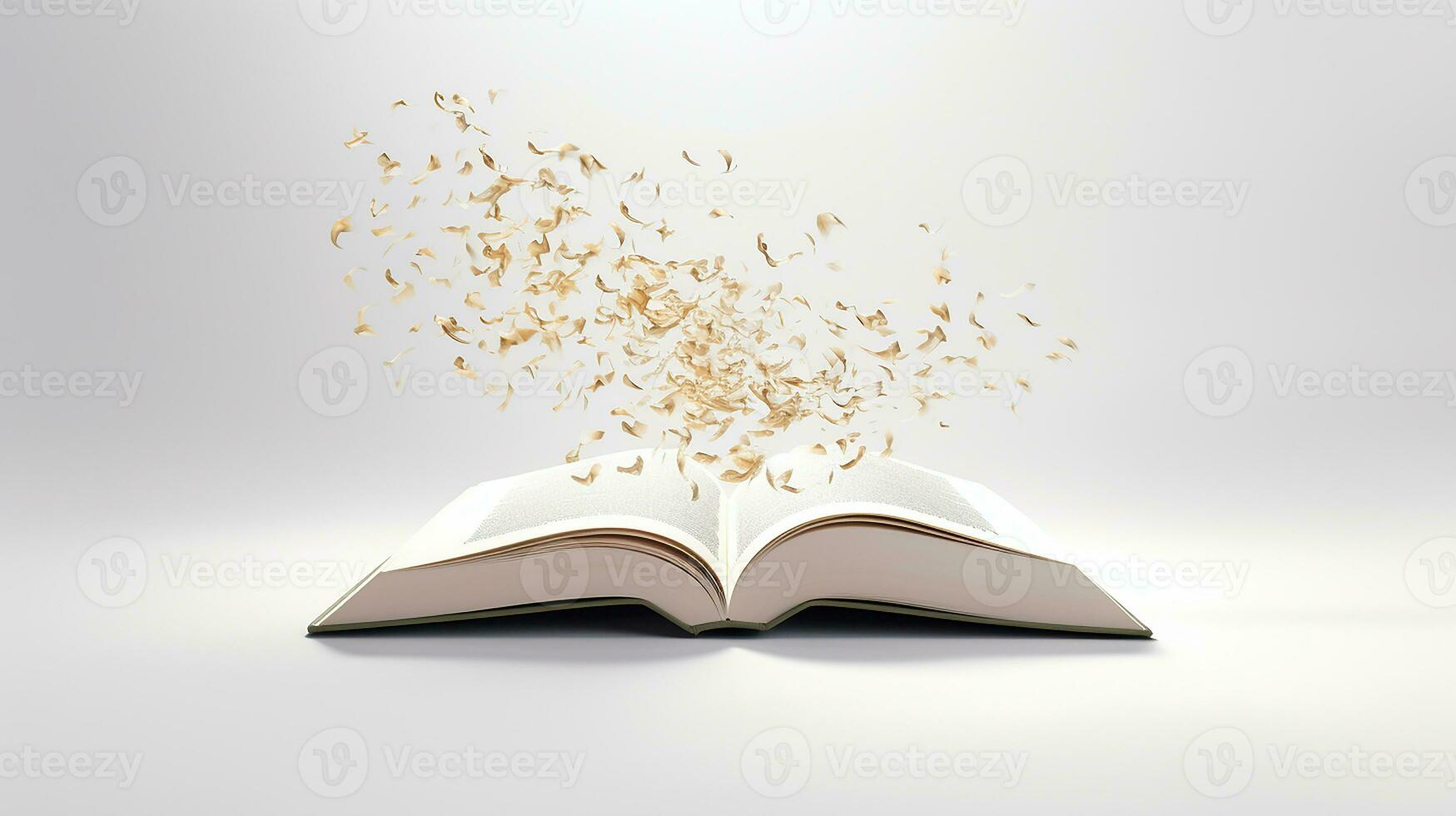 Open book isolated on white background. 3d illustration. Mock up. Generative AI photo