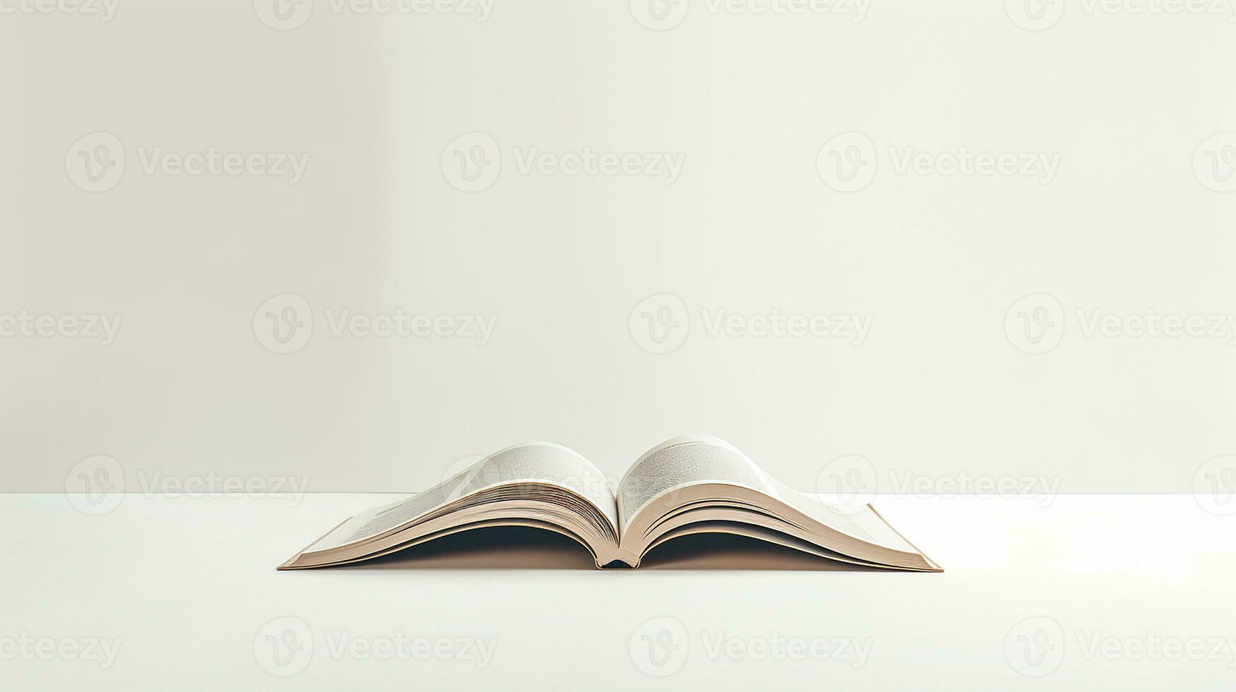 Open book isolated on white background. 3d illustration. Mock up. Generative AI photo