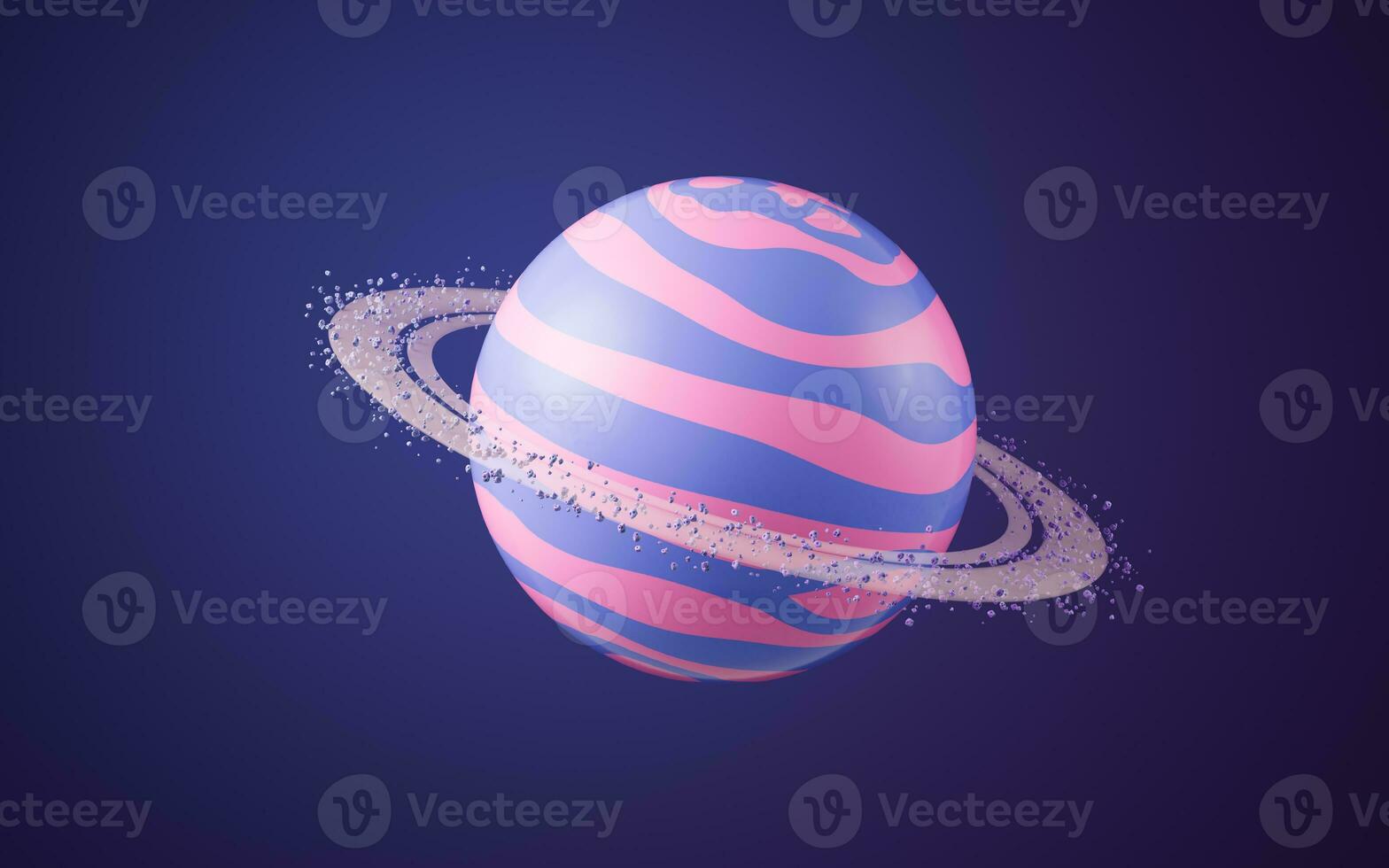 Cartoon style planet in the outer space, 3d rendering. photo