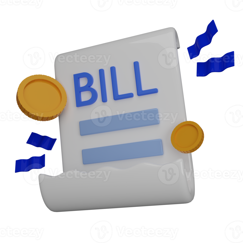 payment bill 3d illustration render png