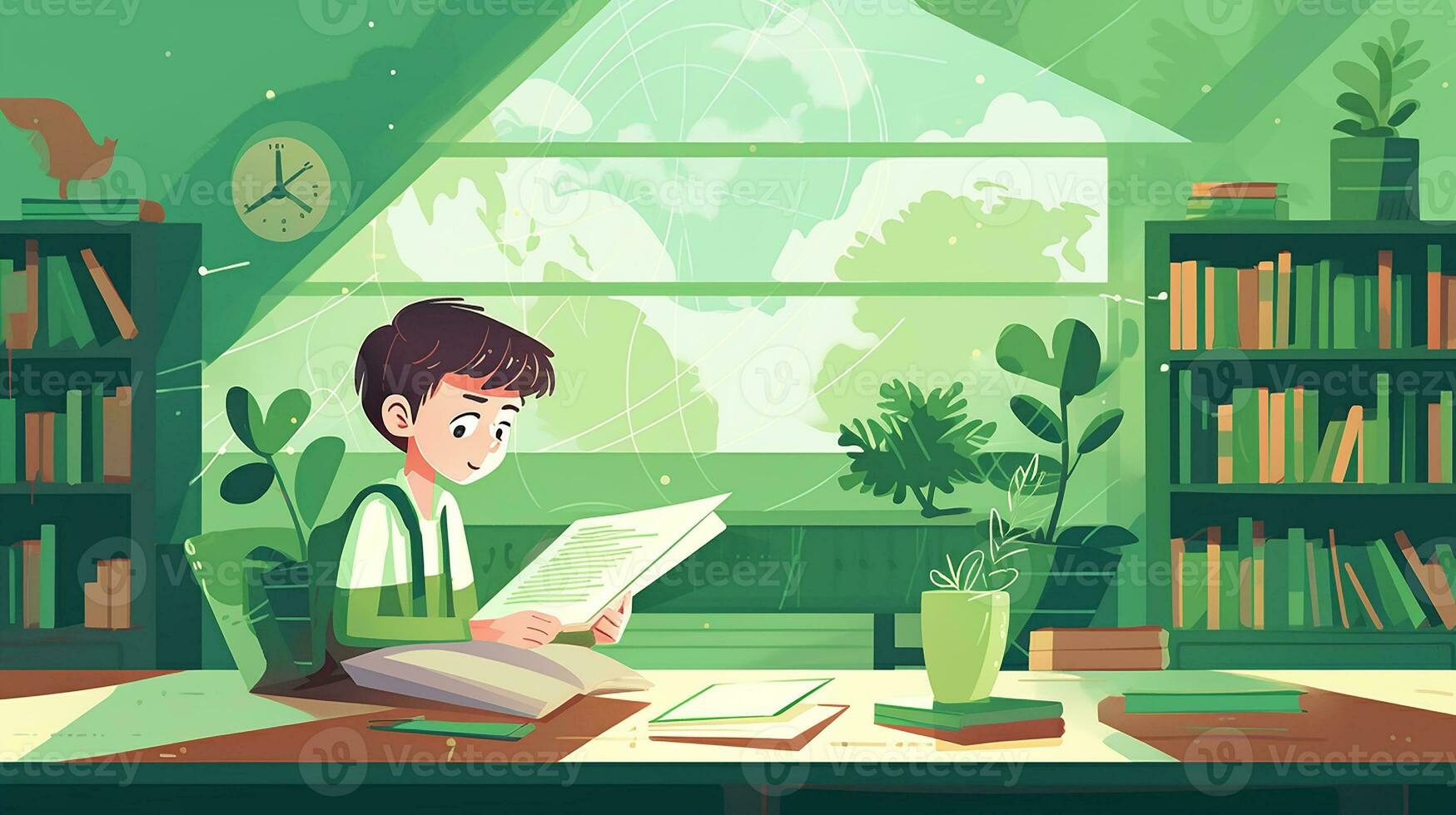 Flat design of literacy background. Generative AI photo