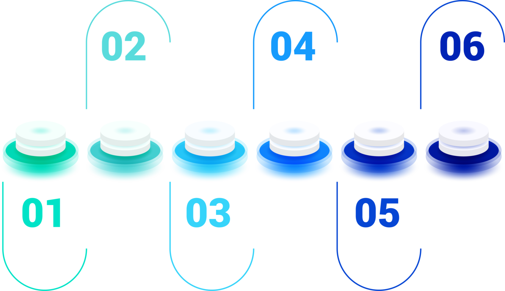 6 passo orizzontale sequenza temporale Infografica png