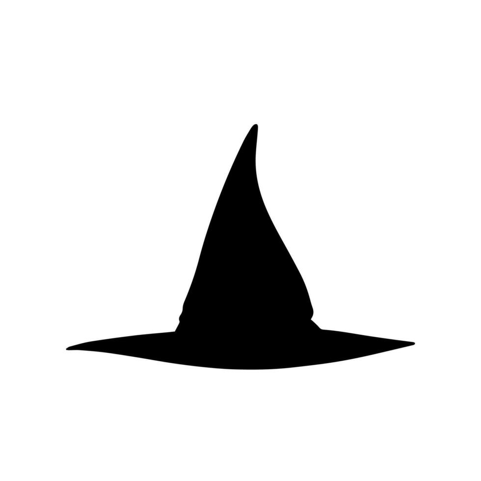 Witch hat silhouette isolated on white background. Halloween decor  silhouette. Vector illustration.