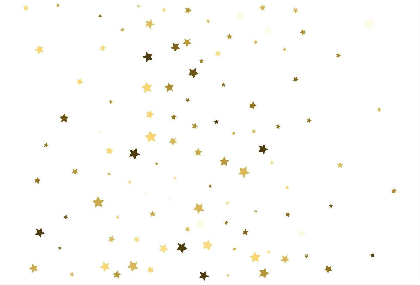 estrellas doradas que caen al azar sobre fondo blanco. patrón brillante para pancarta, tarjeta de felicitación, tarjeta de navidad y año nuevo, invitación, postal, embalaje de papel vector