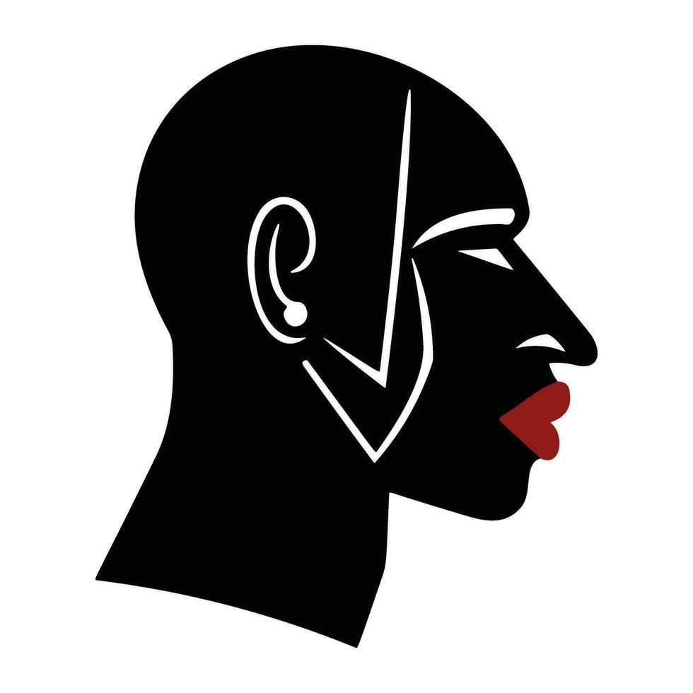 Profile Afro American Man Silhouette vector