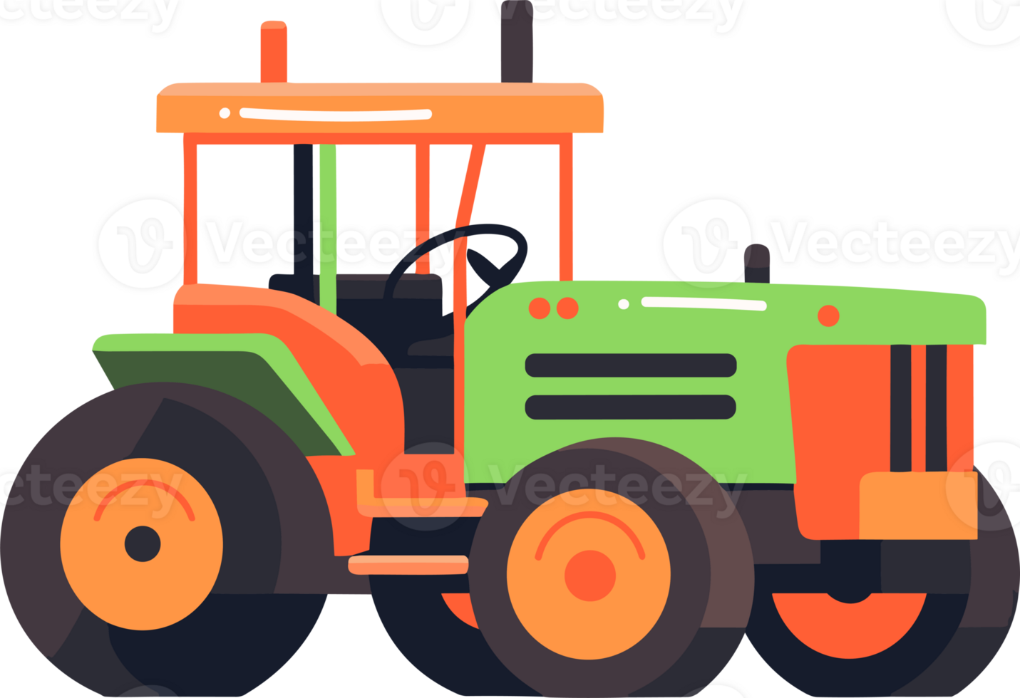 Hand Drawn tractor in flat style png
