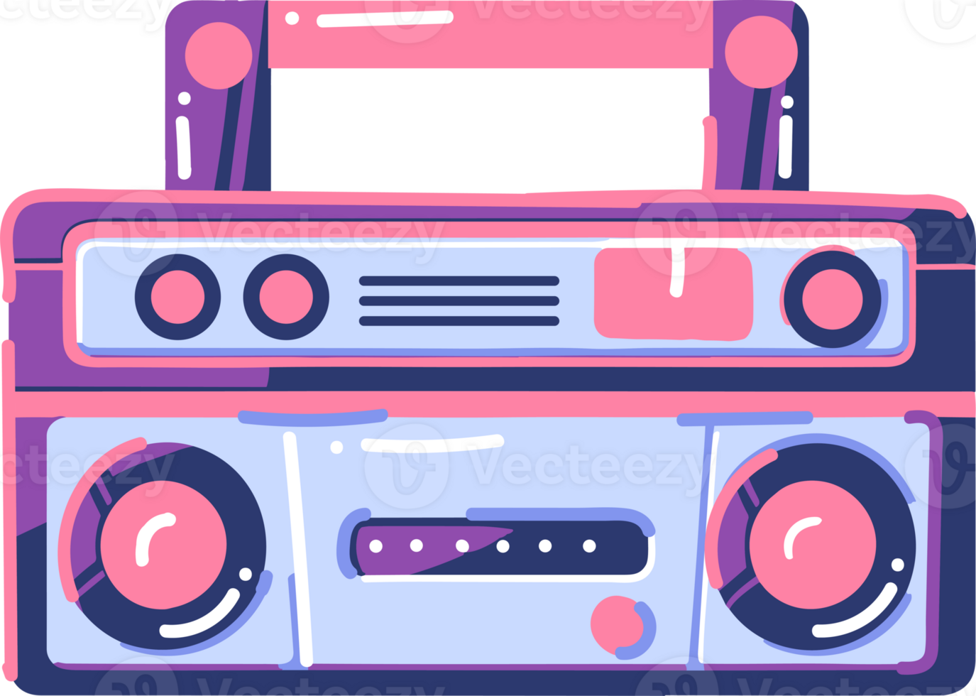 Hand Drawn vintage radio in flat style png