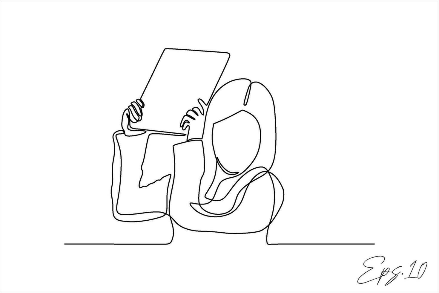 continuous line vector illustration of woman tired with work