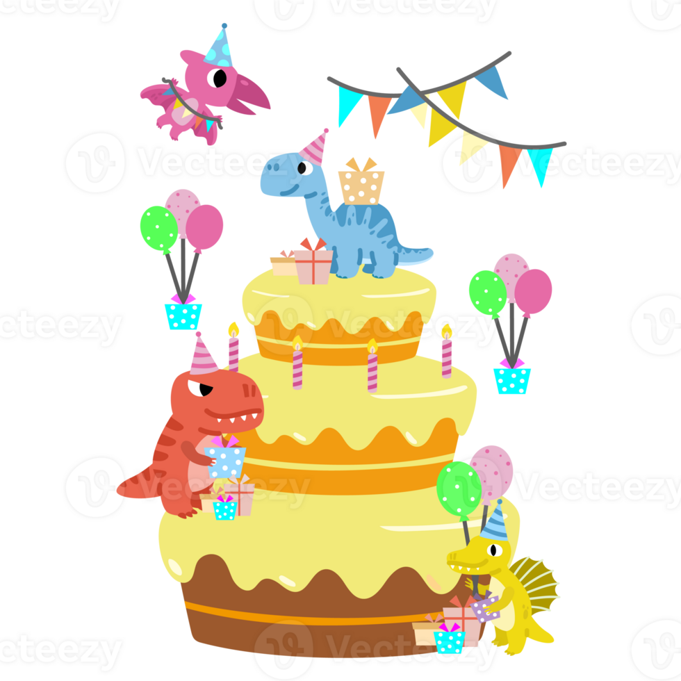 Happy Birthday Dinosaur party cake. happy dino clipart png