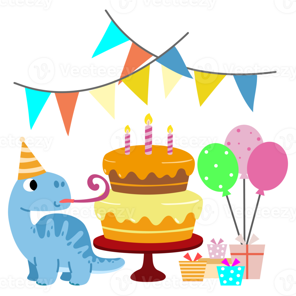 gelukkig verjaardag dinosaurus partij taart. gelukkig dino clip art png