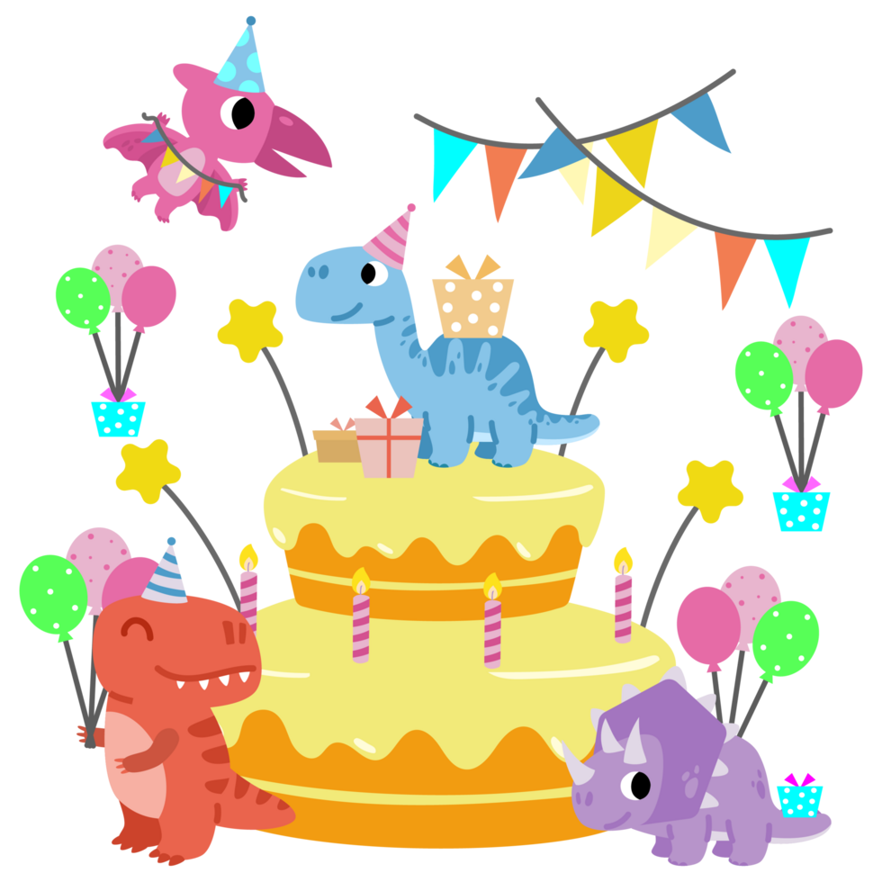 contento cumpleaños dinosaurio fiesta pastel. contento dino clipart png