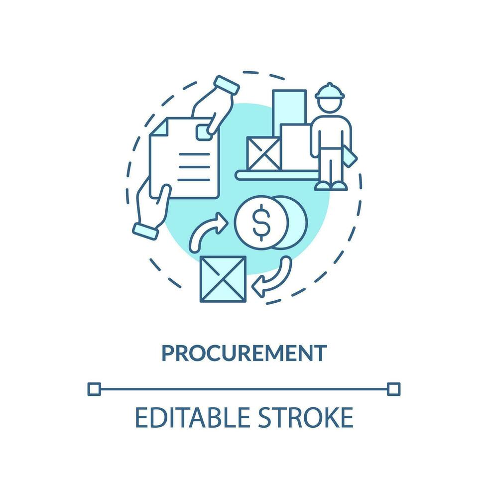 2D editable procurement thin line icon concept, isolated vector, blue illustration representing vendor management. vector