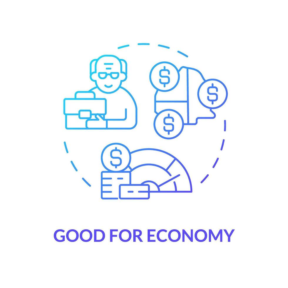 2D gradient good for economy thin line icon concept, isolated vector, blue illustration representing unretirement. vector