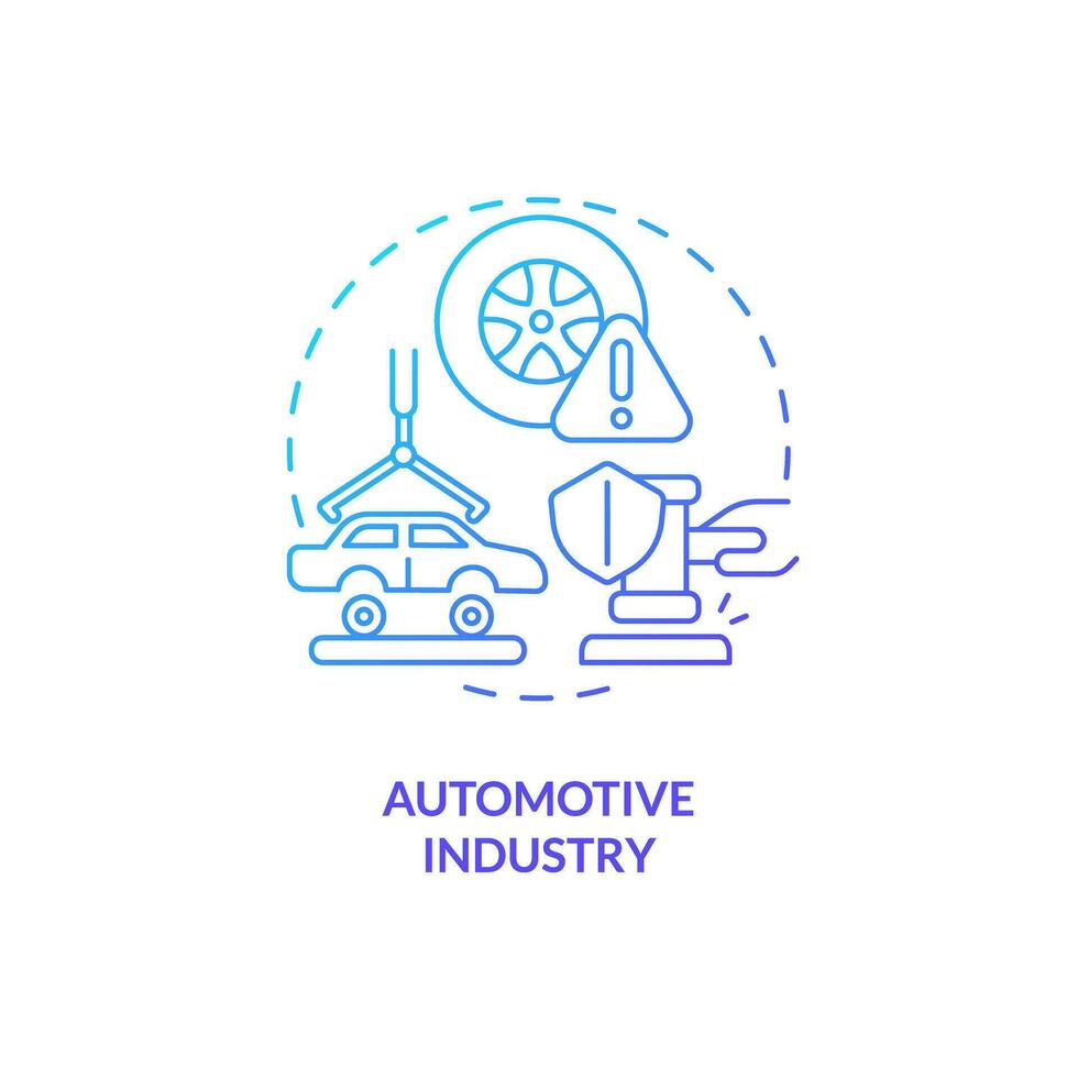 2d degradado automotor industria Delgado línea icono concepto, aislado vector, azul ilustración representando producto responsabilidad. vector