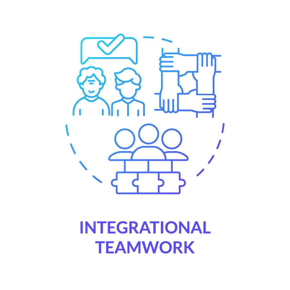 2D gradient integrational teamwork thin line icon concept, isolated vector, blue illustration representing unretirement. vector