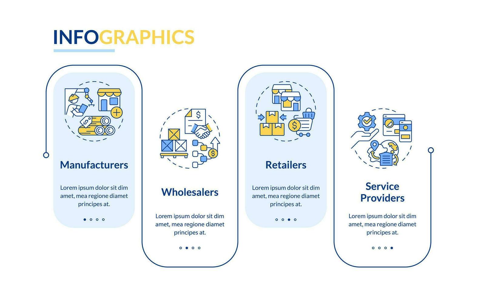 2D vendor management vector infographics template, data visualization with 4 steps, process timeline chart.