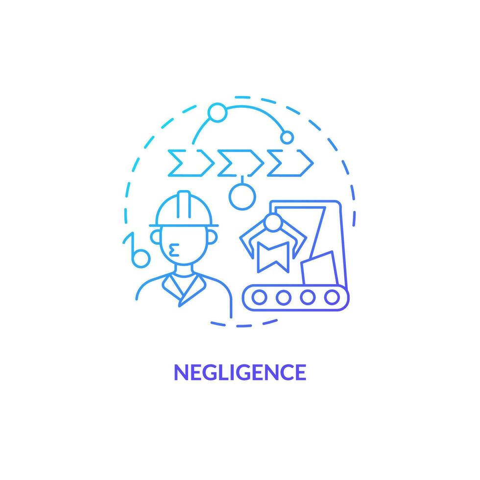 2D gradient negligence thin line icon concept, isolated vector, blue illustration representing product liability. vector