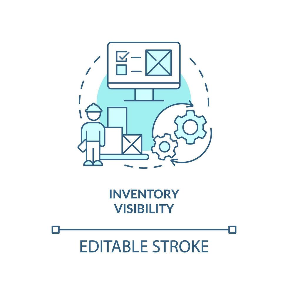 2D editable inventory visibility thin line icon concept, isolated vector, blue illustration representing vendor management. vector
