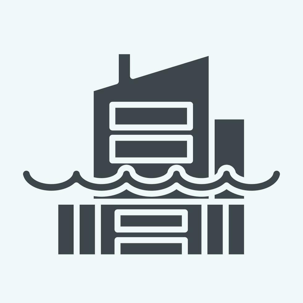 Icon Sea Level Rise. related to Climate Change symbol. glyph style. simple design editable. simple illustration vector