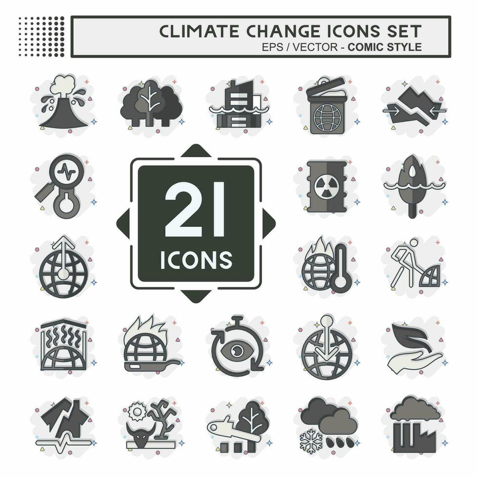 Icon Set Climate Change. related to Science symbol. comic style. simple design editable. simple illustration vector