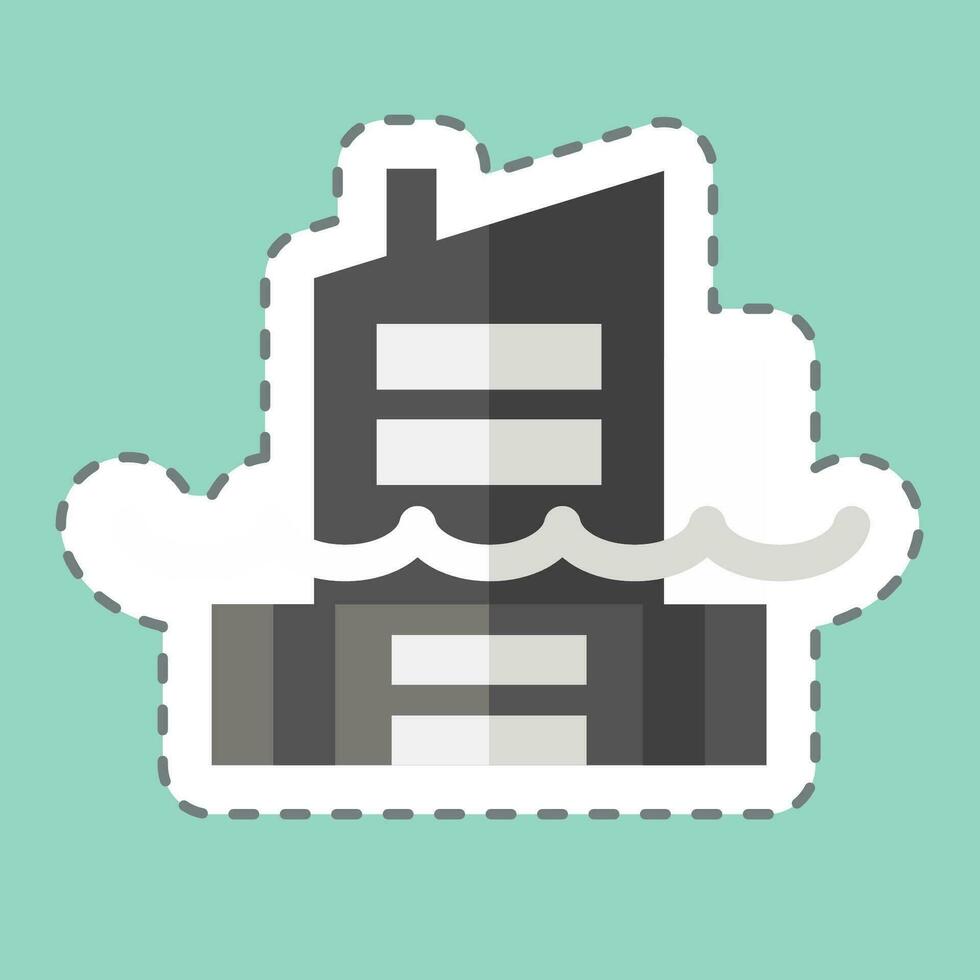 Sticker line cut Sea Level Rise. related to Climate Change symbol. simple design editable. simple illustration vector