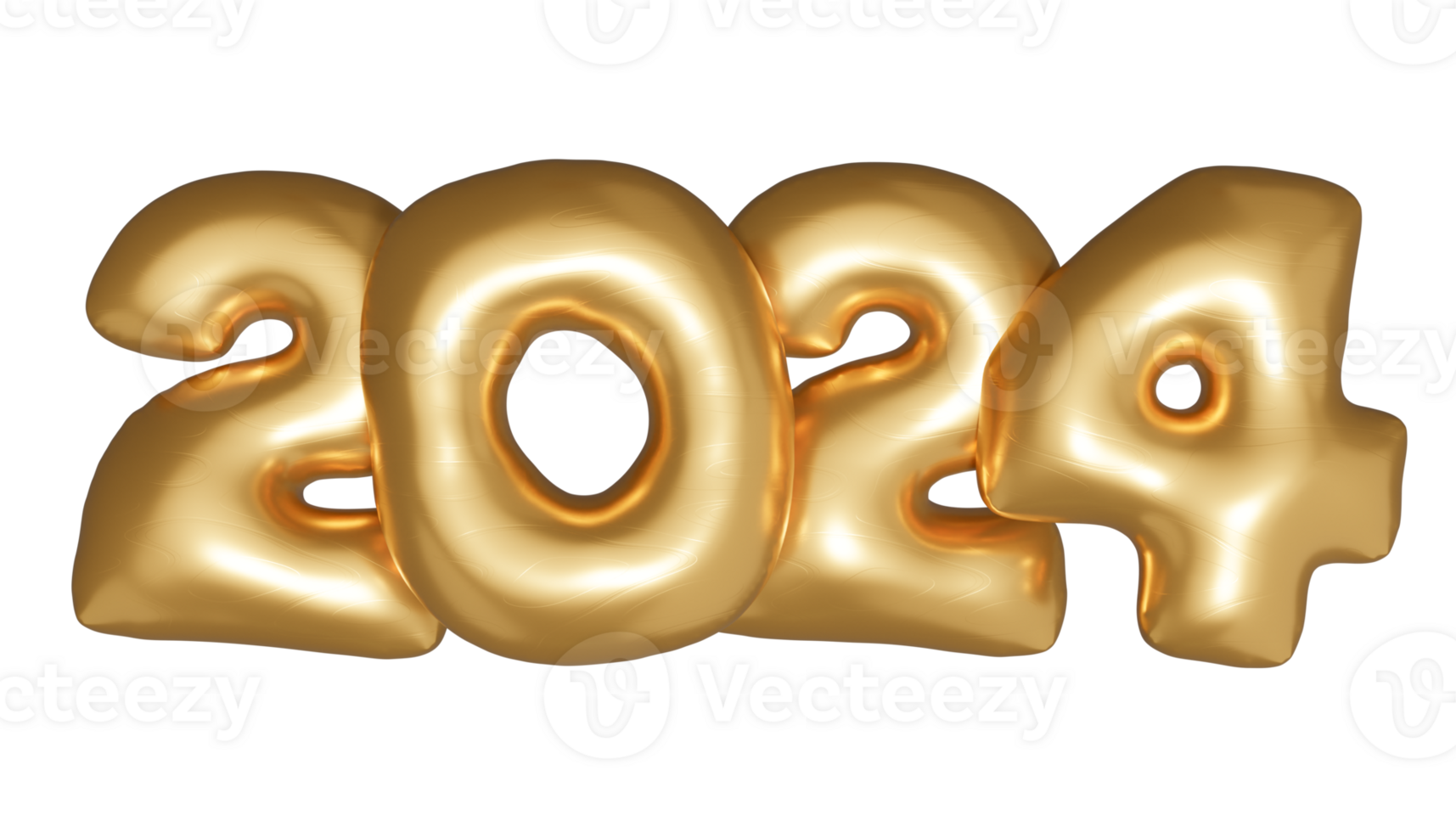 new year 2024 gold balloons number png