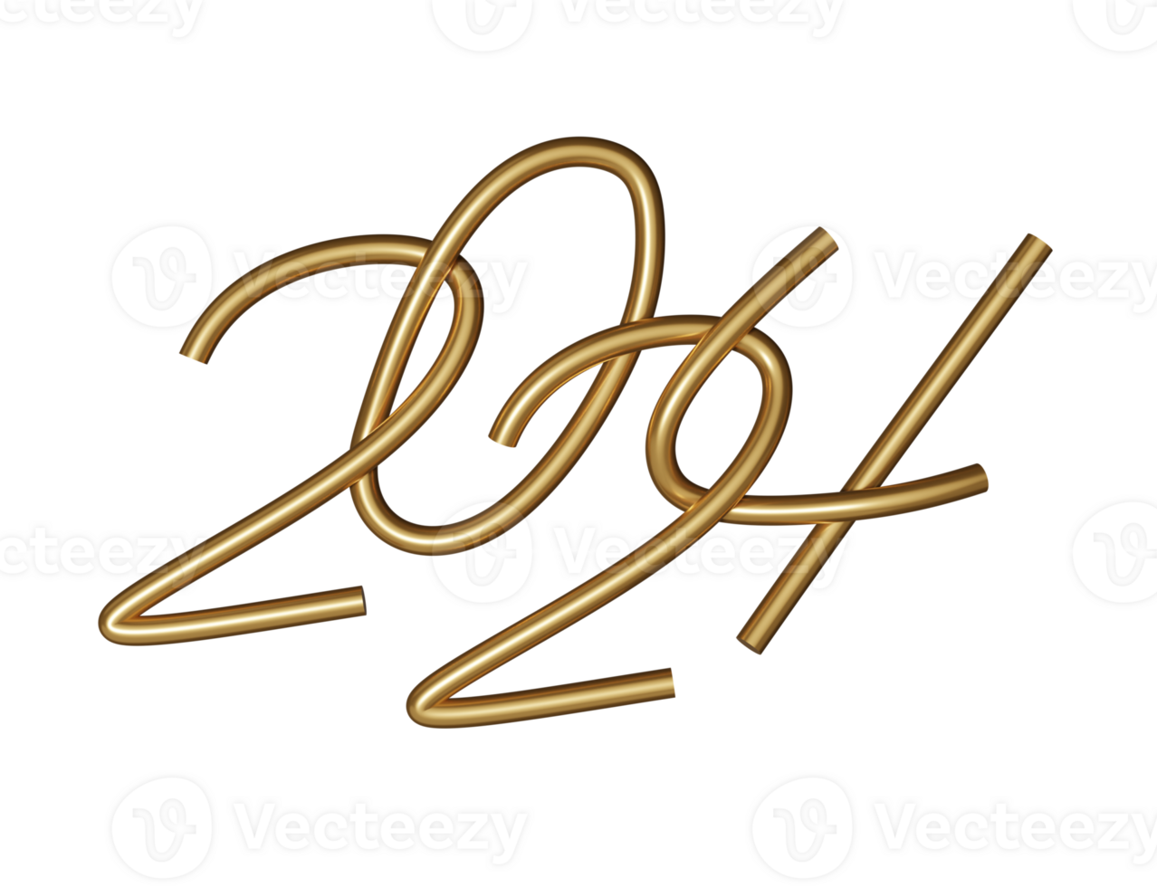 new year 2024 gold number png