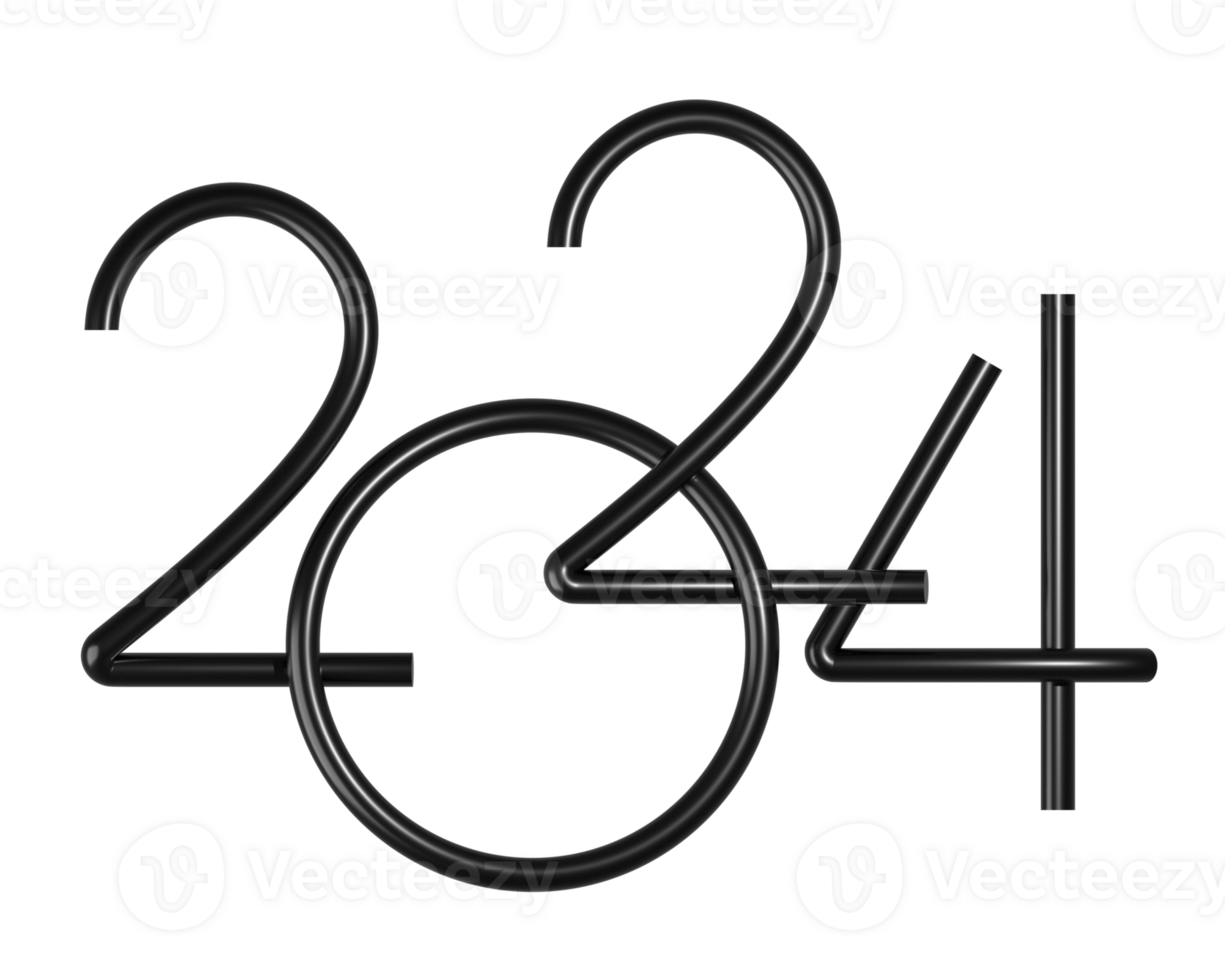 new year 2024 black number png