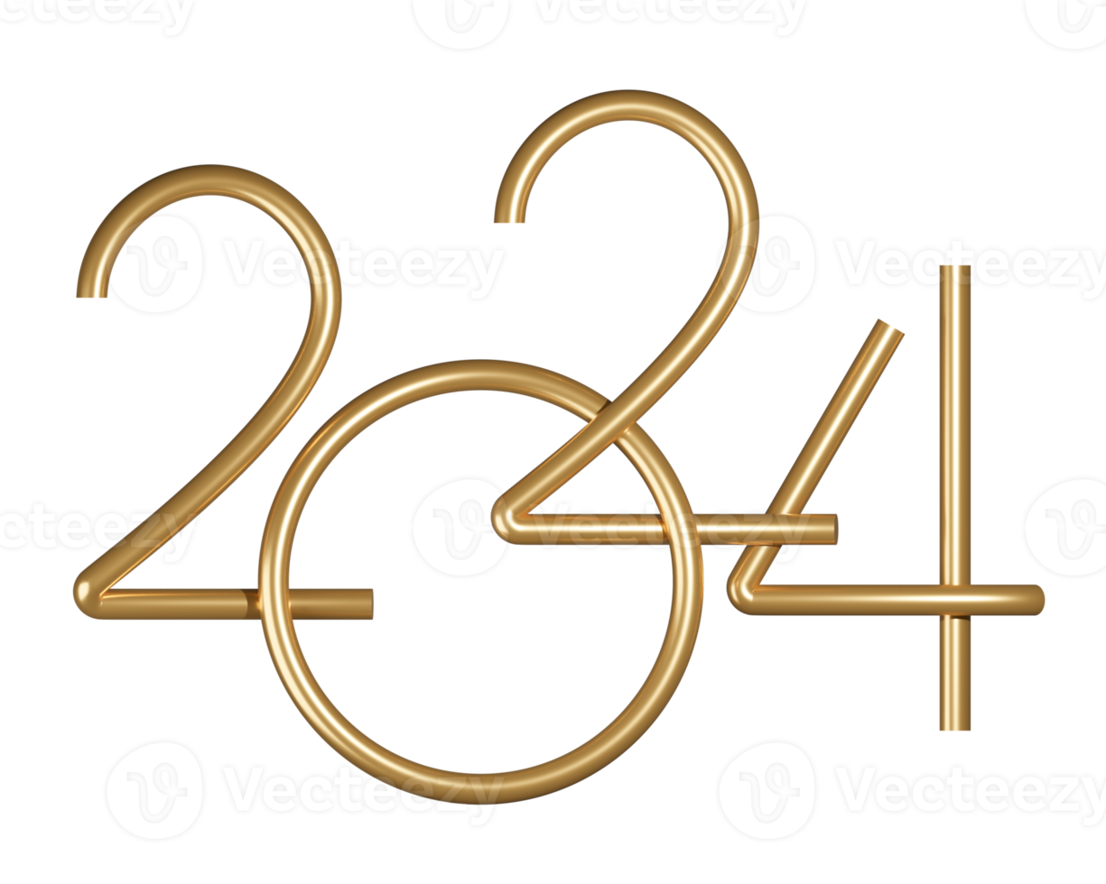 2024 new year gold number png