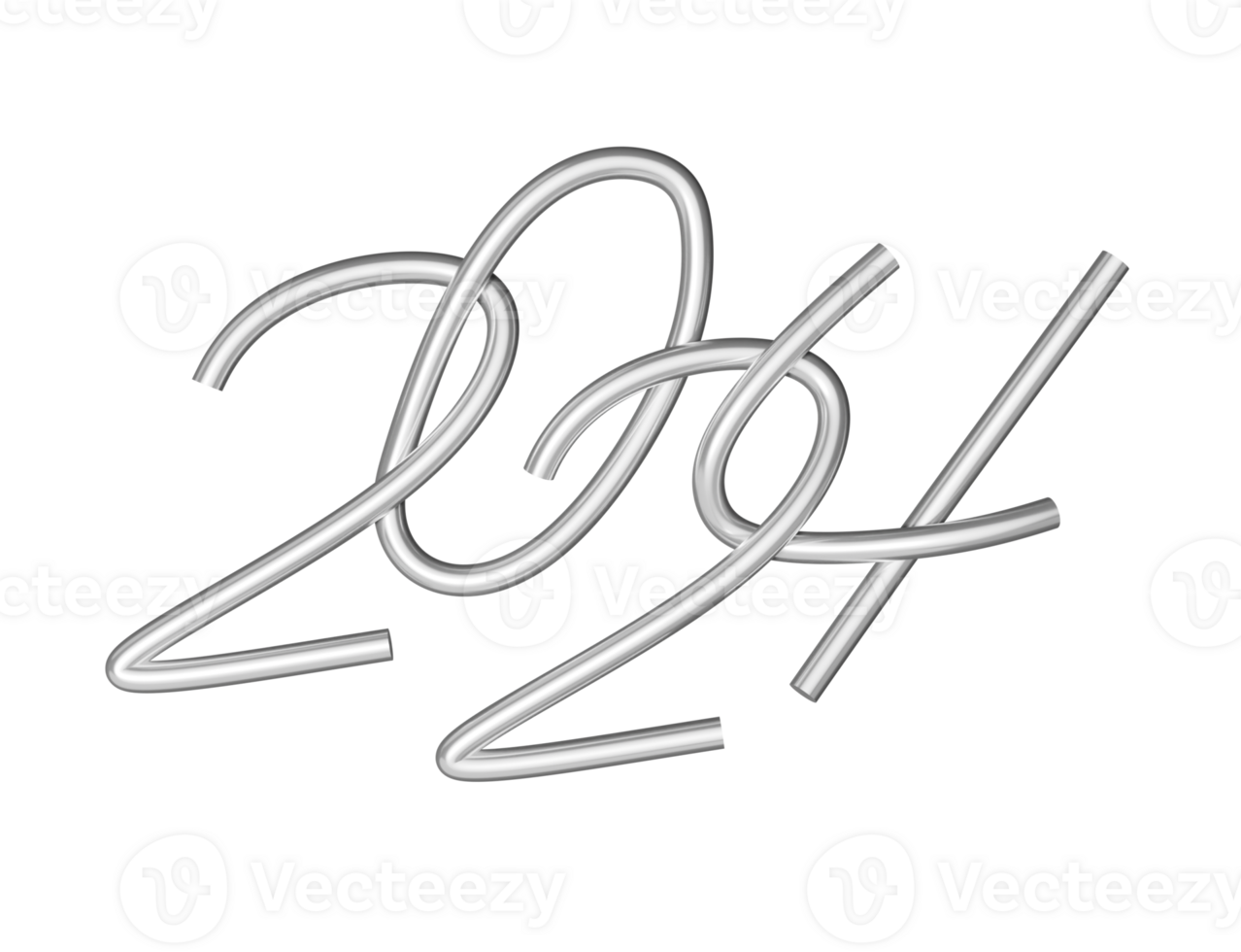 new year 2024 silver number png