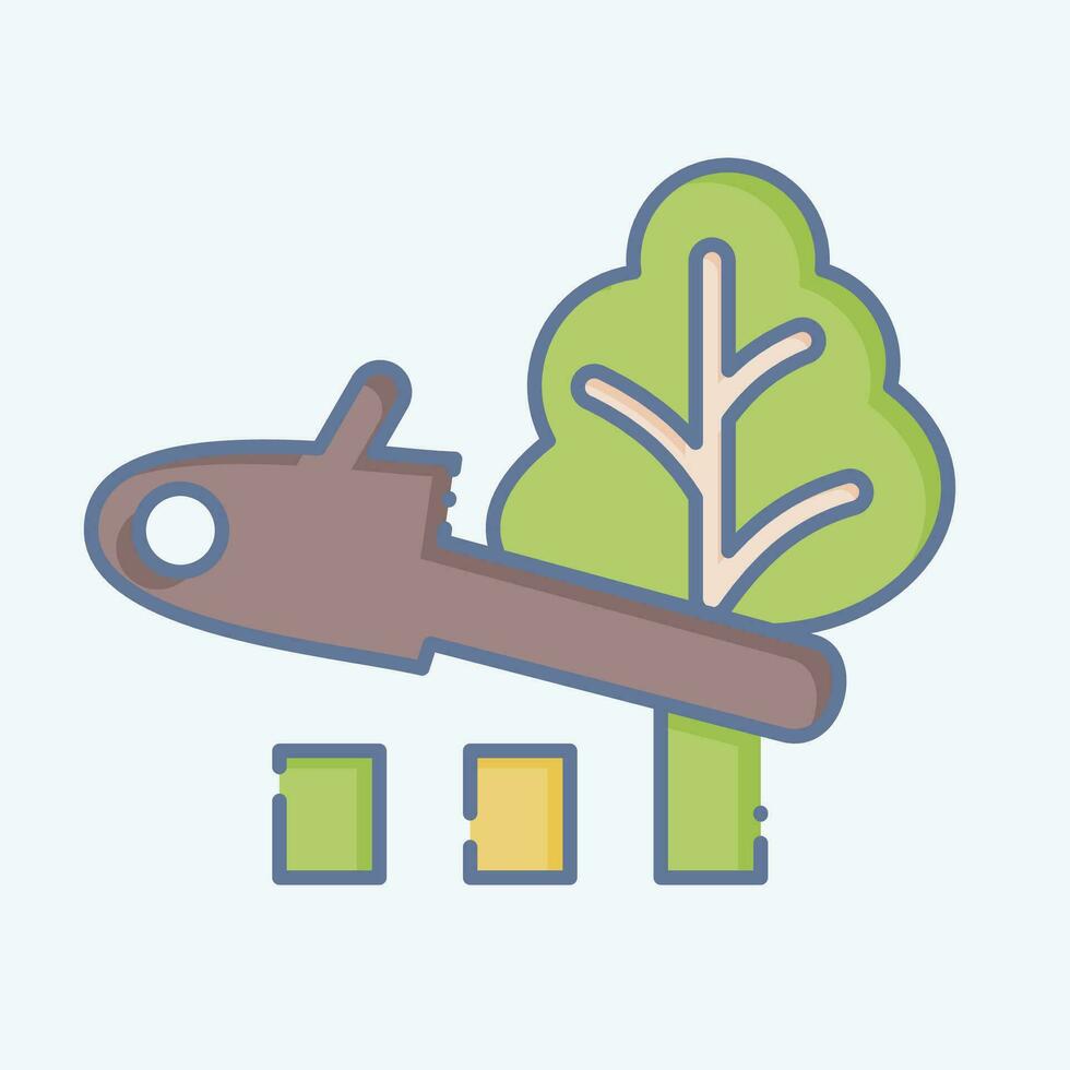 Icon Deforestation. related to Climate Change symbol. doodle style. simple design editable. simple illustration vector
