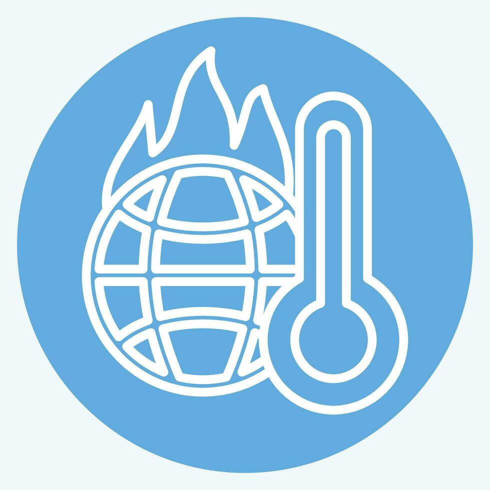 icono creciente temperatura. relacionado a clima cambio símbolo. azul ojos estilo. sencillo diseño editable. sencillo ilustración vector