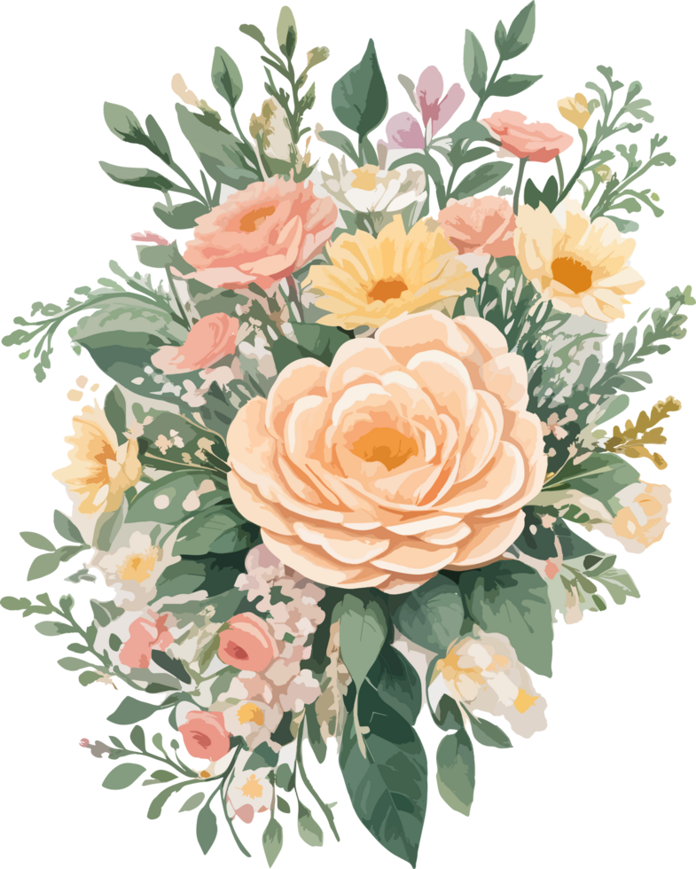 Flower Bouquet Sticker with AI Generative PNG Free