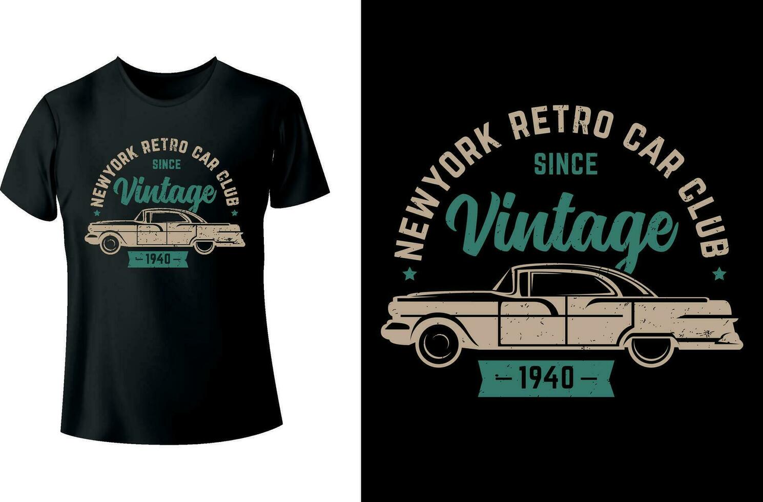 Newyork retro car club vintage tshirt design vector
