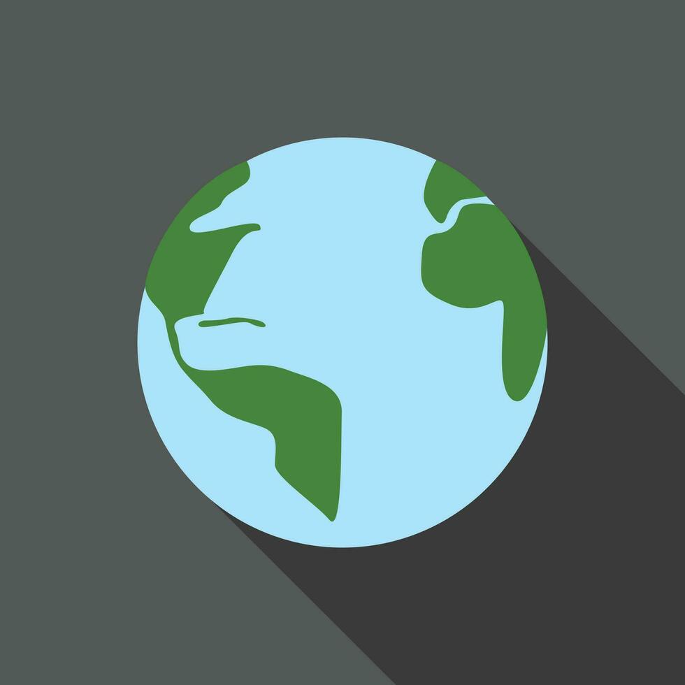 Earth globe flat icon with long shadow. Simple Geography icon pictogram vector illustration. Earth, travel, location, discover, Geography concept. Logo design