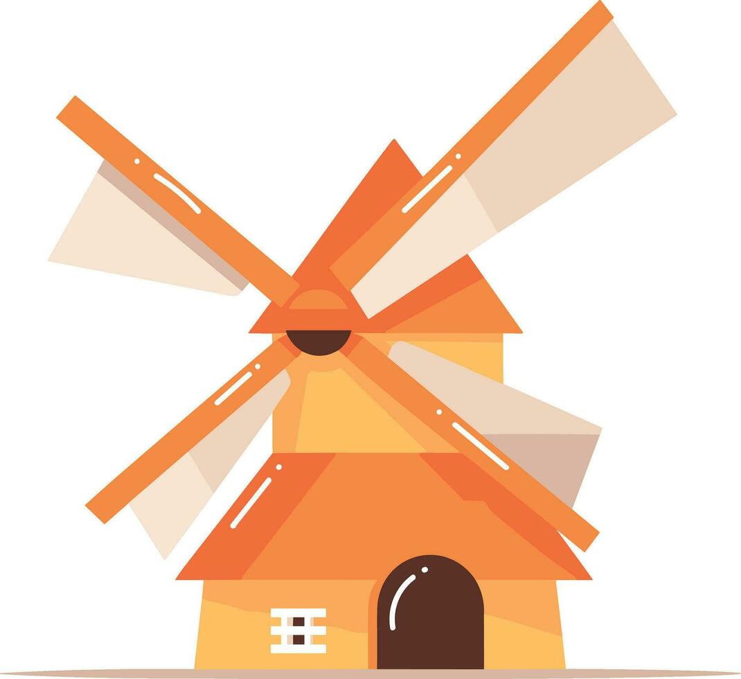 Hand Drawn farm windmill in flat style vector