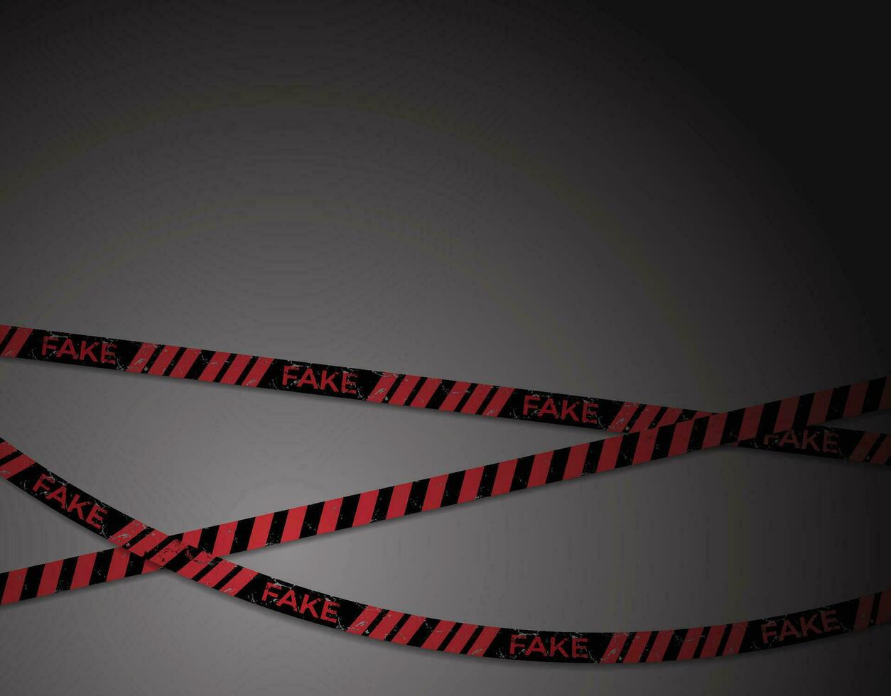 ribbon or barricade with fake writing in red with grunge effect vector