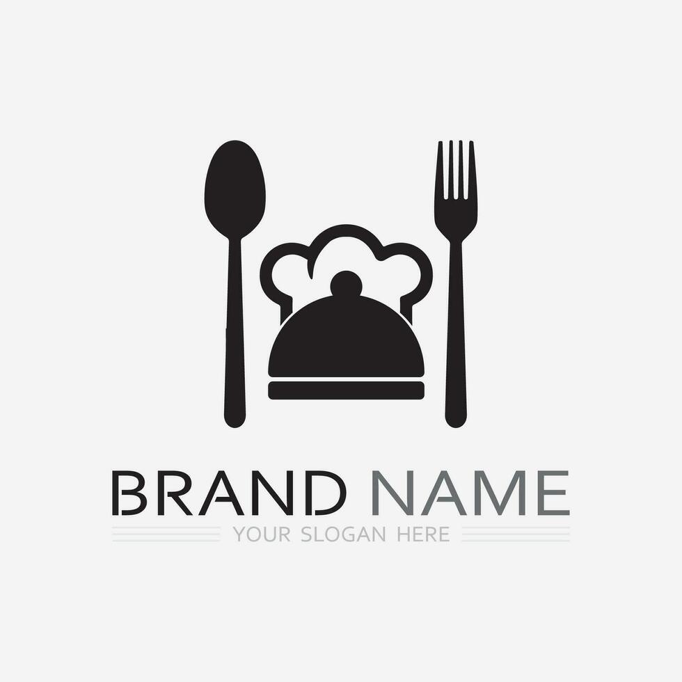KITCHEN AND CHEF LOGO FOOD ICON RESTO AND CAFE DESIGN VECTOR GRAPHIC ILLUSTRATION