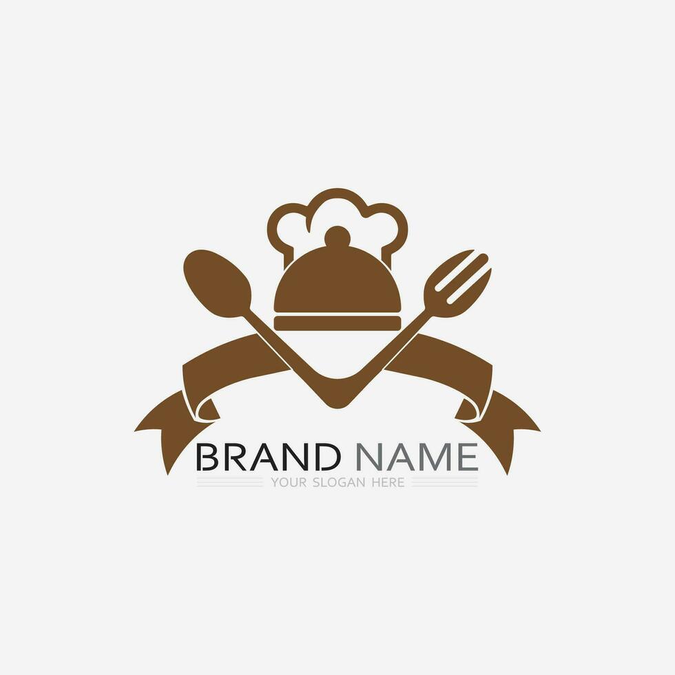 KITCHEN AND CHEF LOGO FOOD ICON RESTO AND CAFE DESIGN VECTOR GRAPHIC ILLUSTRATION