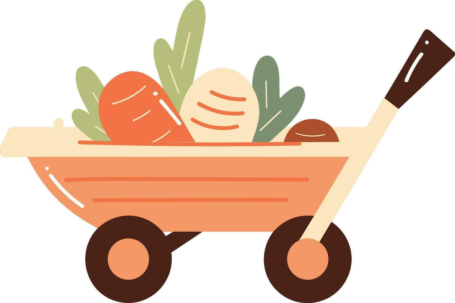 mano dibujado carro con vegetales en plano estilo vector