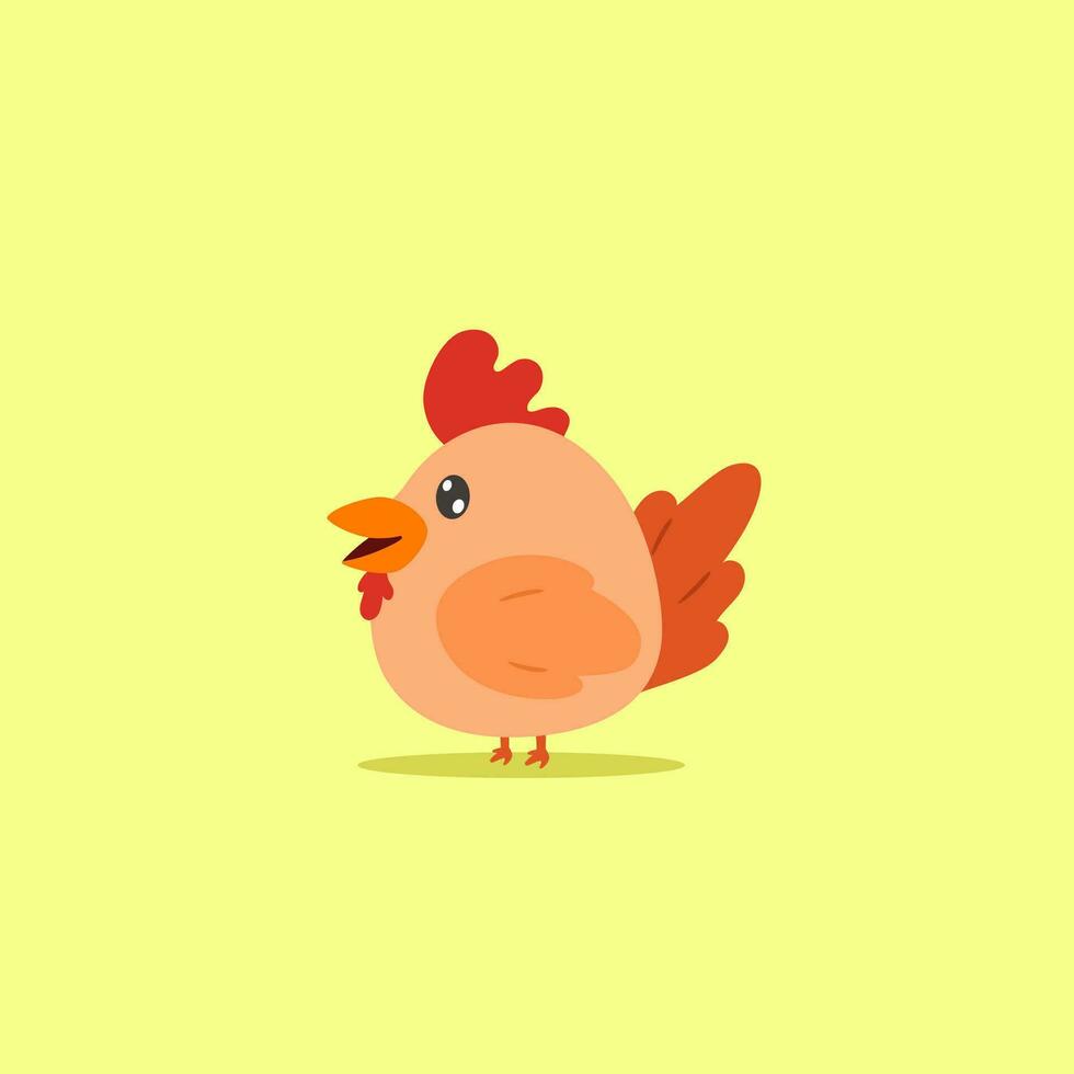 cute chicken side view cartoon vector