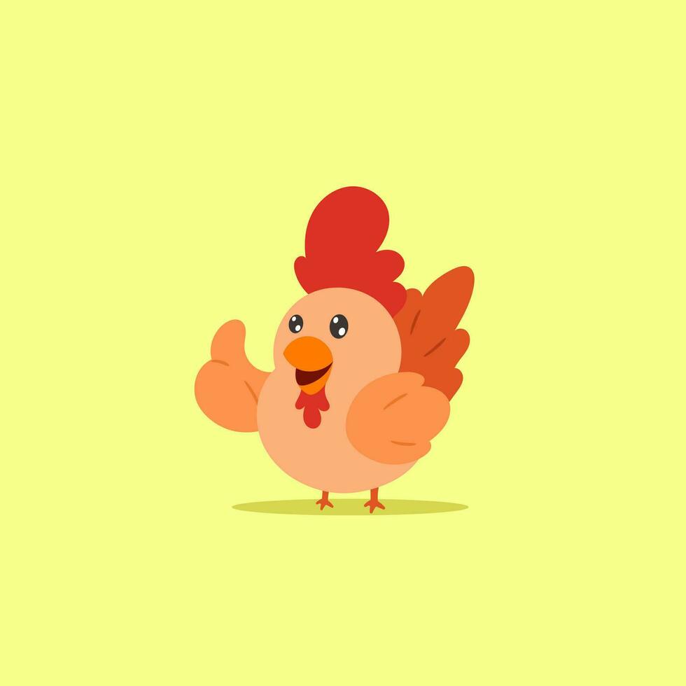 cute chicken giving thumbs cartoon vector