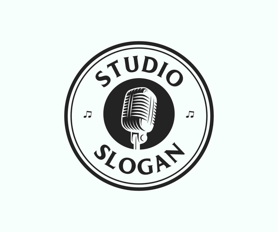 Podcasting microphone recording vector logo design. Podcast or Radio Logo design